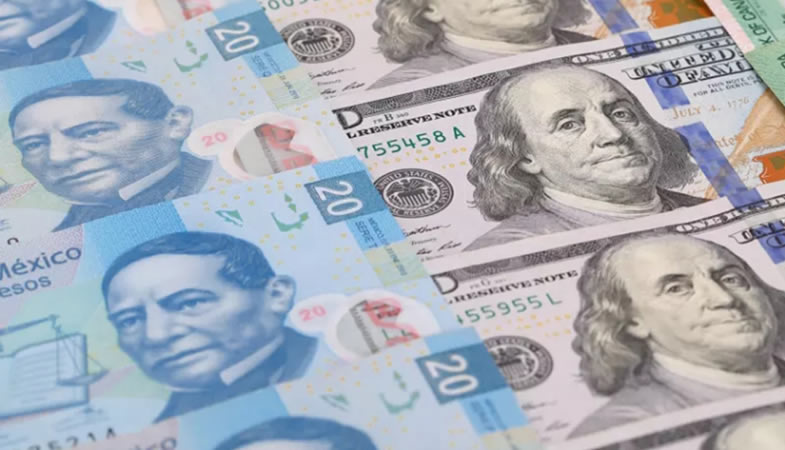 Peso mexicano se aprecia frente al dólar y opera sobre los 19.68